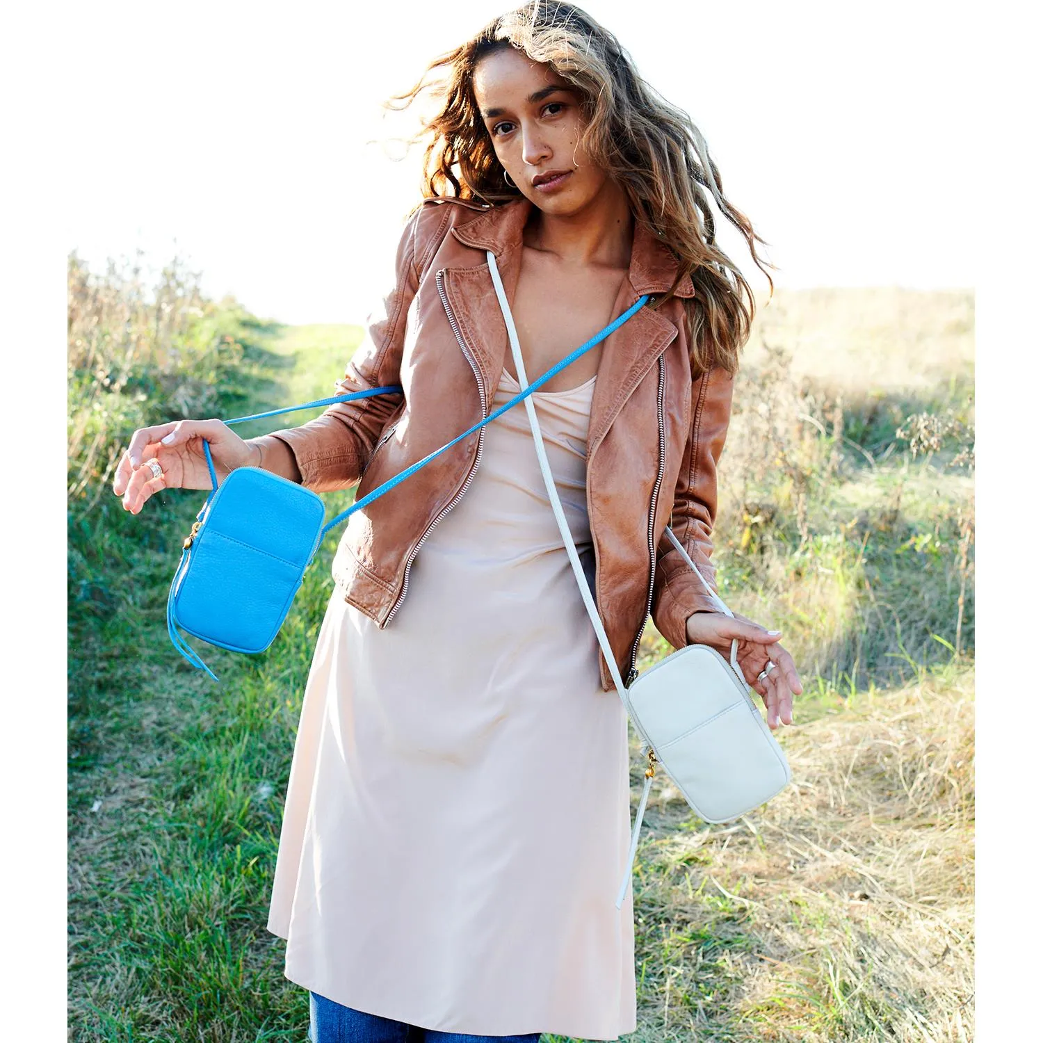 Hobo Fate Dusty Blue Velvet Hide Leather