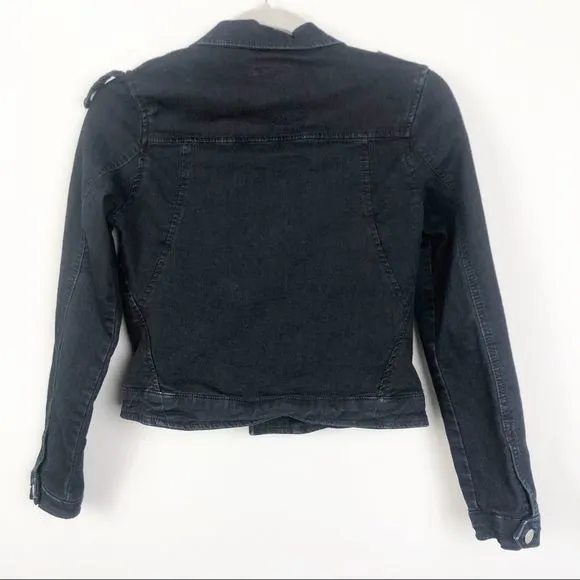 HUDSON | Dark Wash Denim Crop Moto Jacket Medium