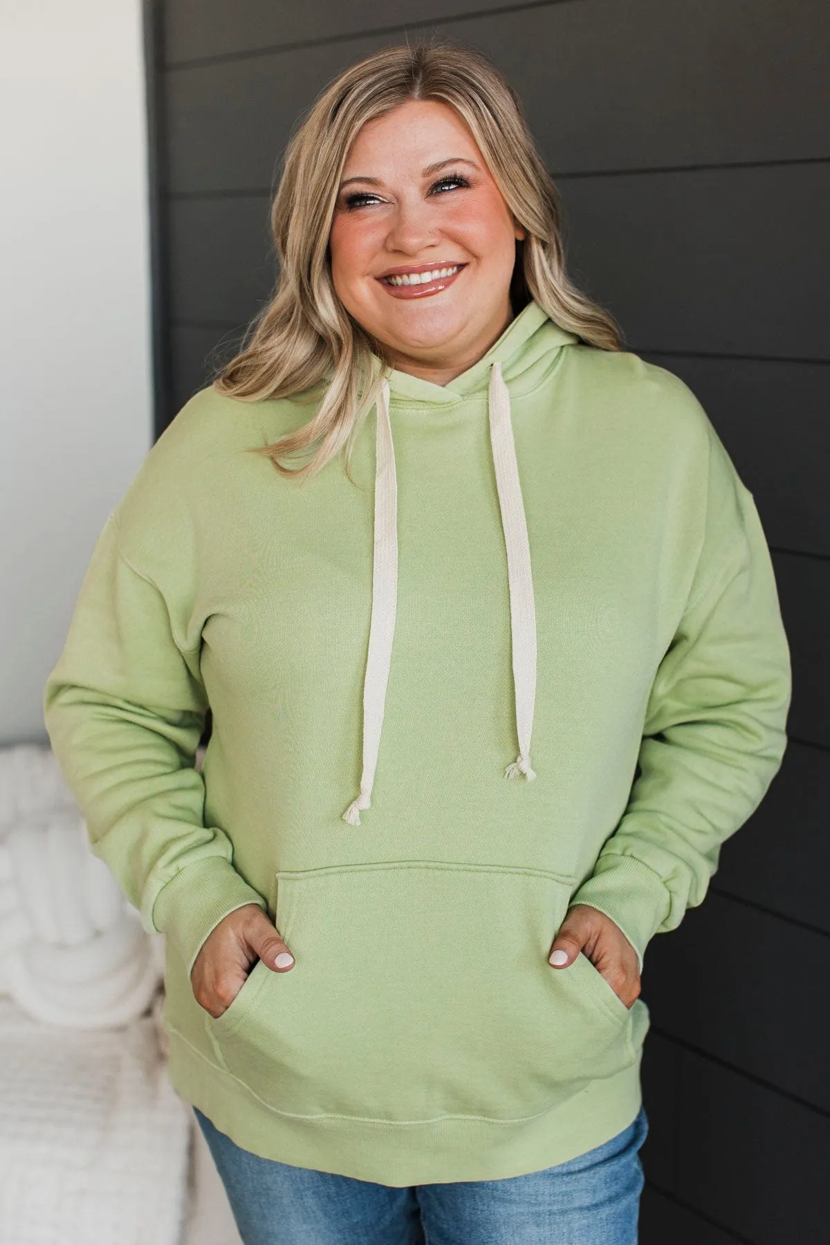 Incredible Devotion Drawstring Hoodie- Spring Green
