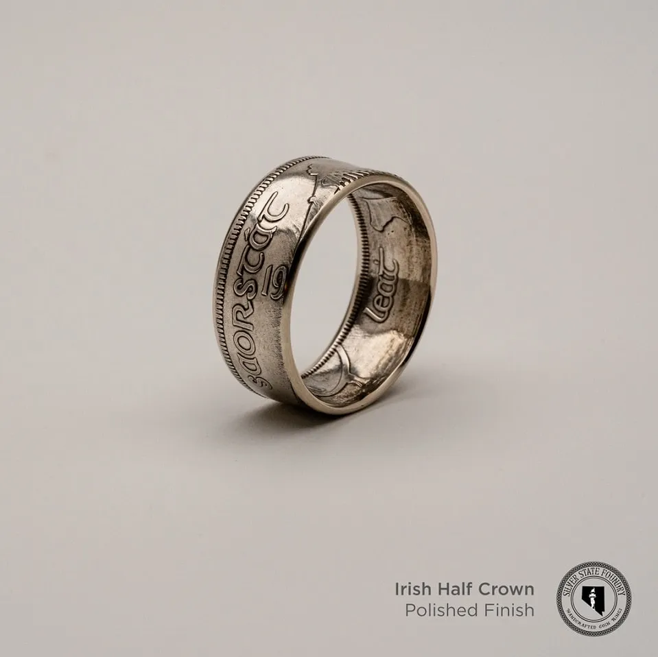 Irish Silver Half Crown Coin Ring