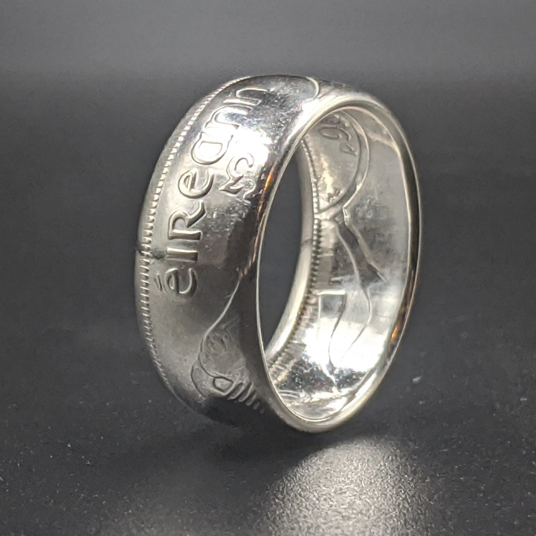 Irish Silver Half Crown Coin Ring