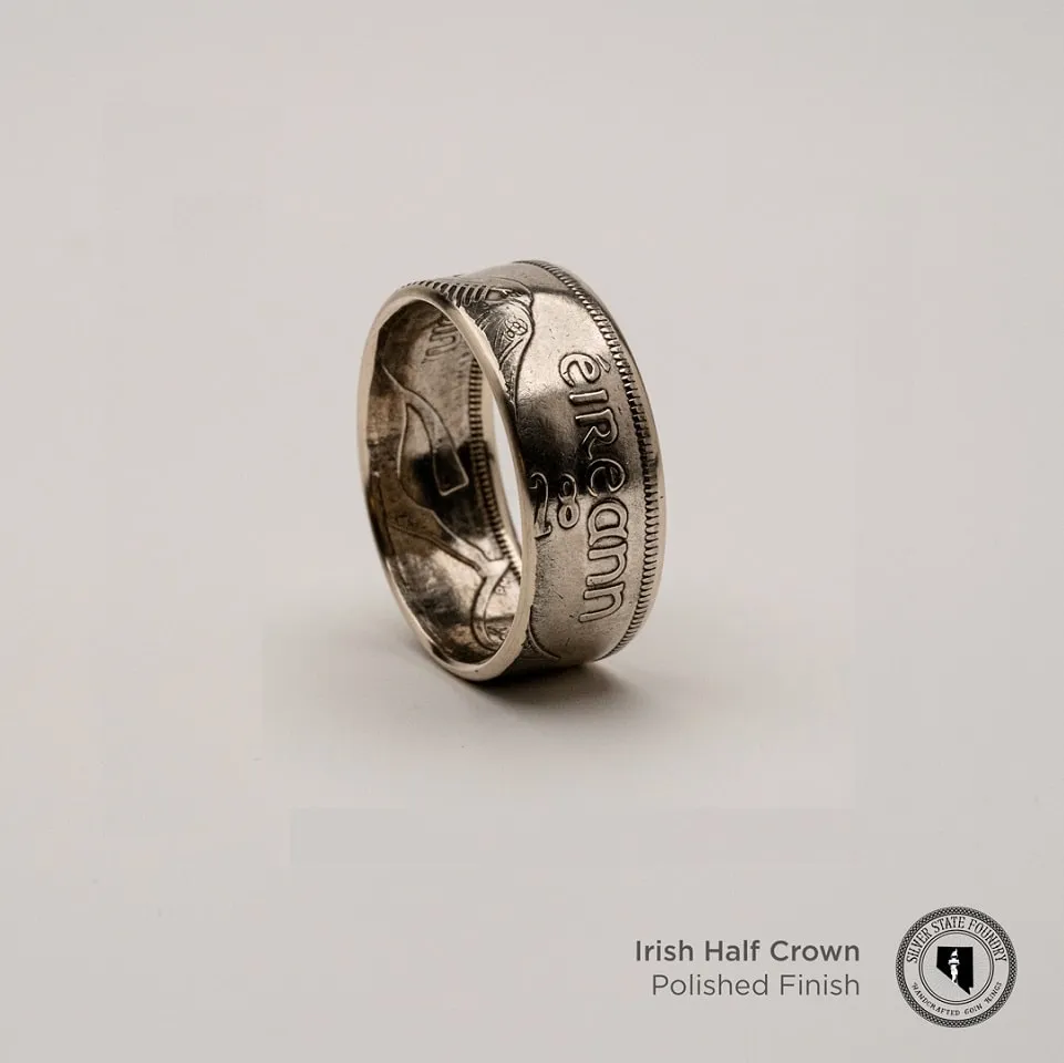 Irish Silver Half Crown Coin Ring