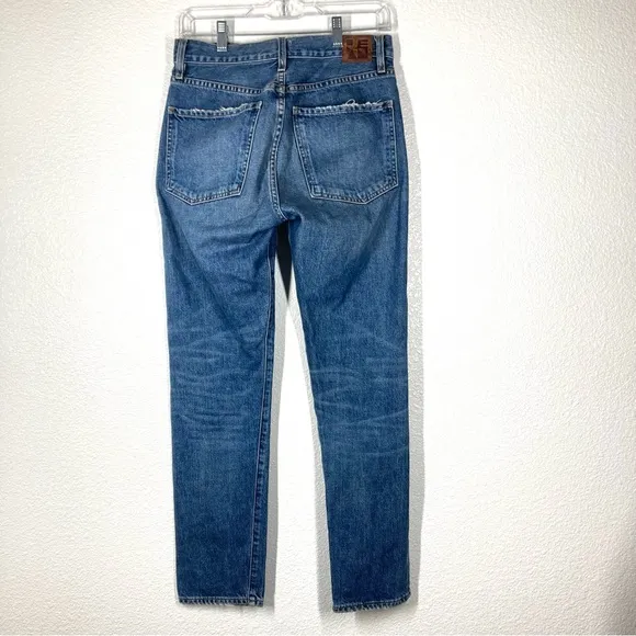 Jean Atelier Ryan Lagoon Blue High Rise Slim Straight Leg 26 Button Fly Cotton