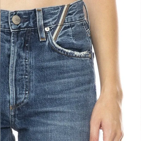 Jean Atelier Ryan Lagoon Blue High Rise Slim Straight Leg 26 Button Fly Cotton