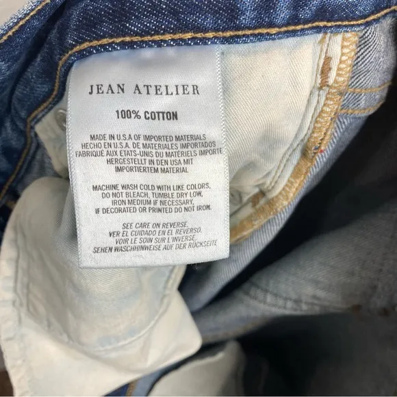Jean Atelier Ryan Lagoon Blue High Rise Slim Straight Leg 26 Button Fly Cotton