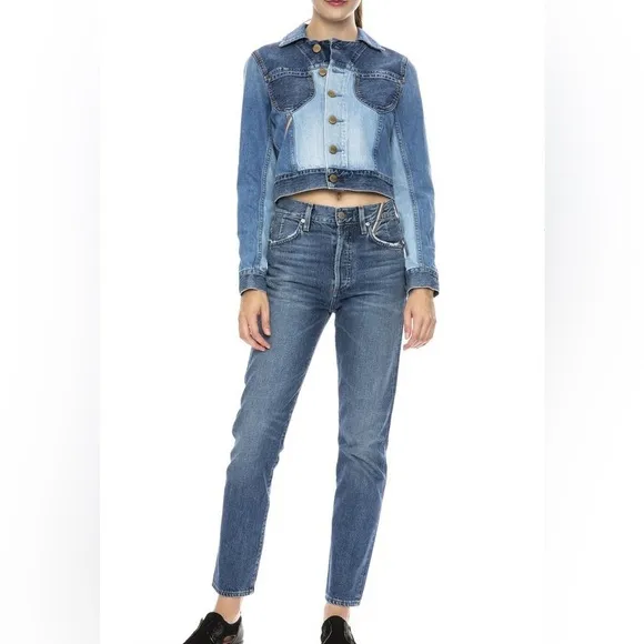 Jean Atelier Ryan Lagoon Blue High Rise Slim Straight Leg 26 Button Fly Cotton