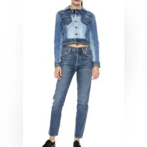 Jean Atelier Ryan Lagoon Blue High Rise Slim Straight Leg 26 Button Fly Cotton
