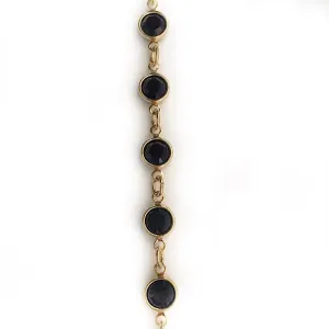 Jet Black Crystals in Gold Chain by the Inch (#988)