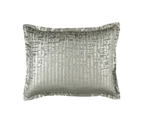 Jolie Quilted Standard Pillow Silver Velvet / Gold Print 20X26