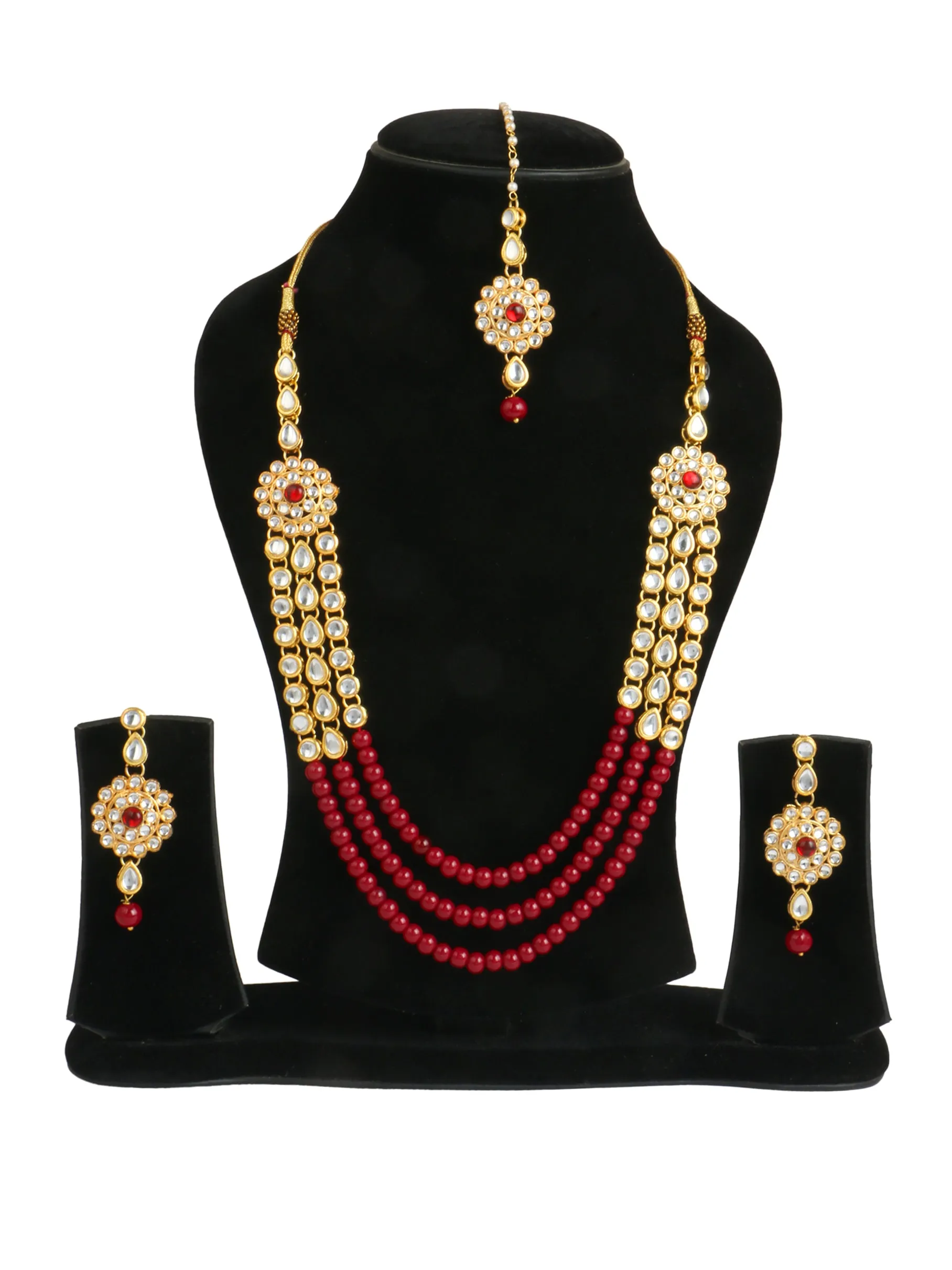 Karatcart 22K GoldPlated Kundan Rani Haar Necklace Set