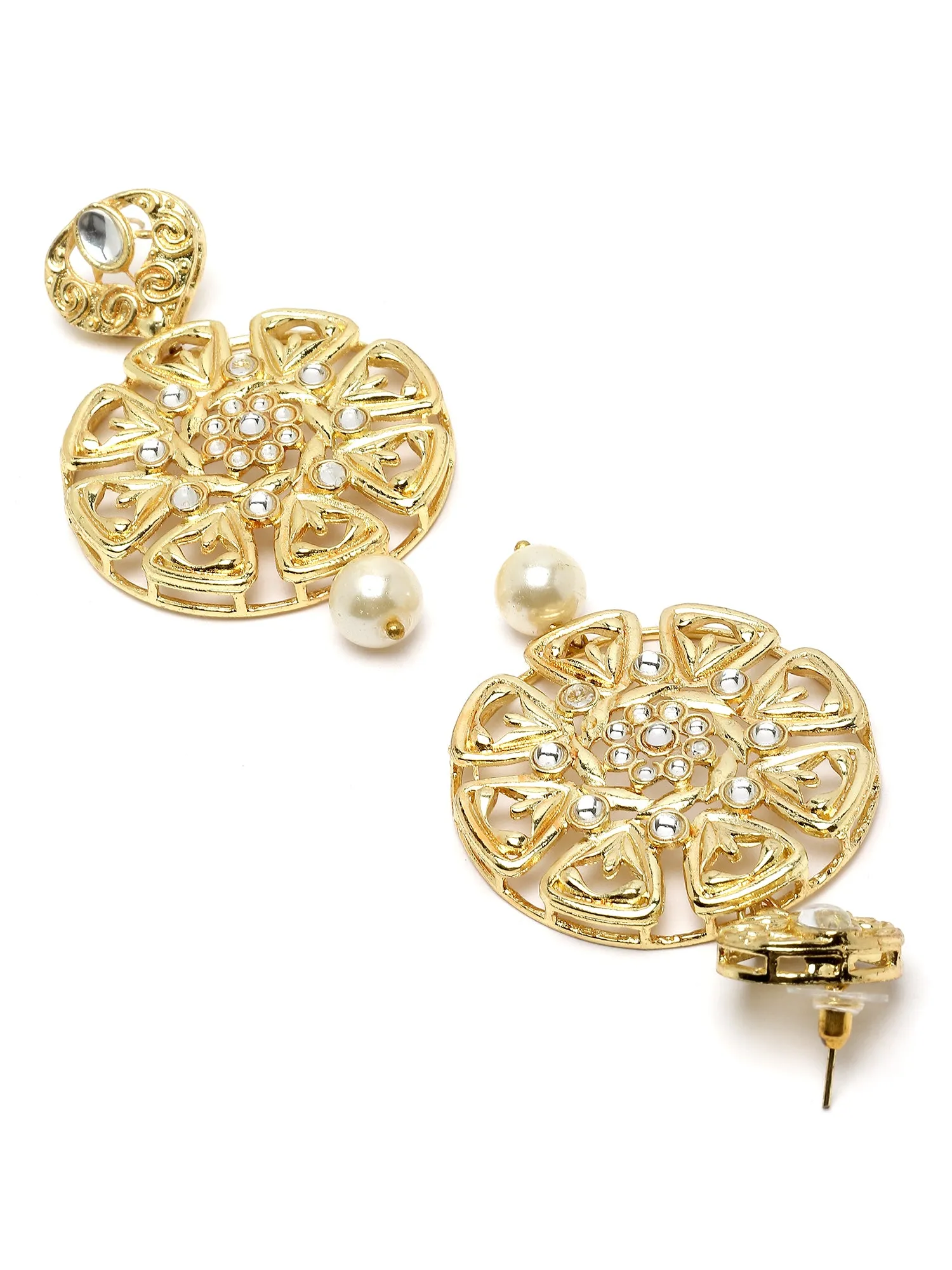 Karatcart Gold Plated Beaded Pearl and Kundan Rani Haar Necklace Set for Women