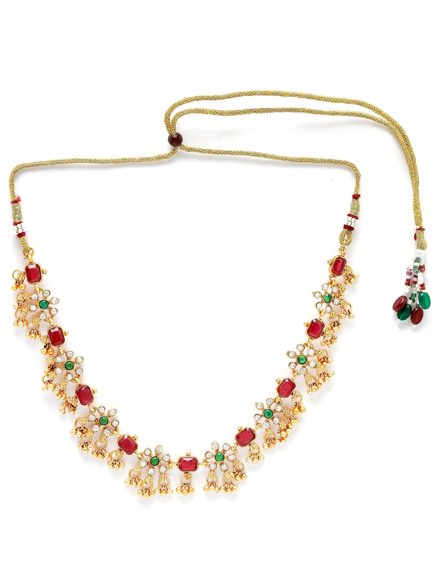 Karatcart Gold Plated Floral Design Choker Jewellery Set for Women