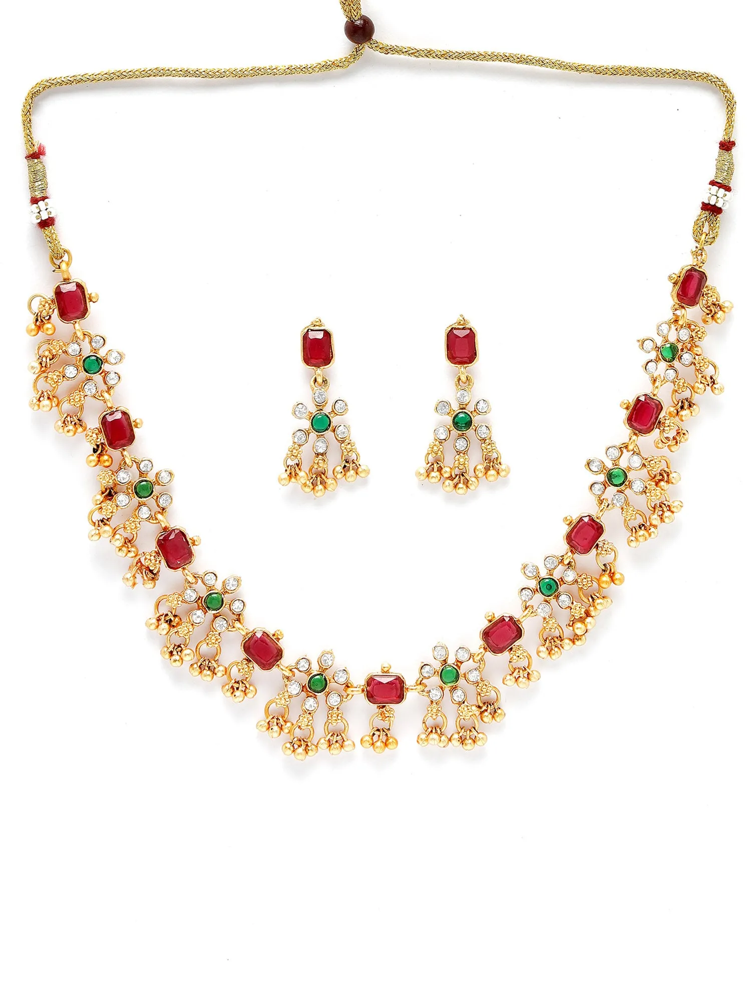 Karatcart Gold Plated Floral Design Choker Jewellery Set for Women