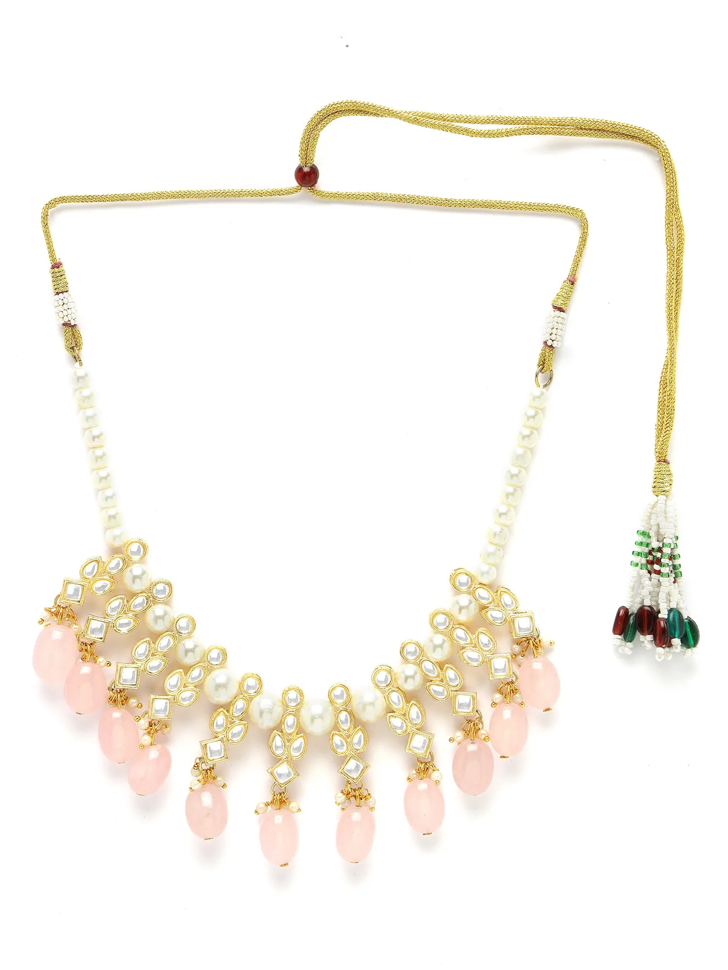 KARATCART Gold Plated Kundan Classic Pink Jewellery Set for Women