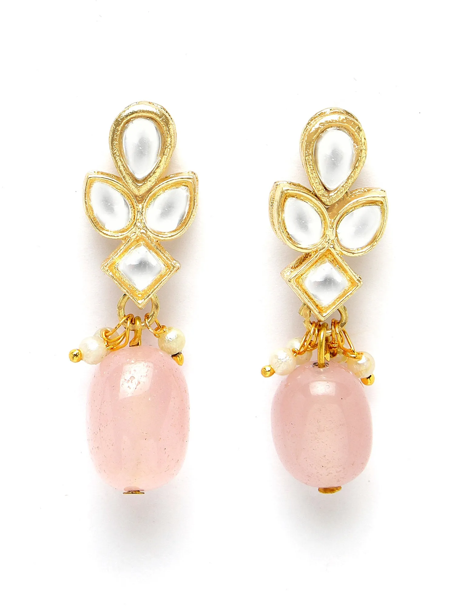 KARATCART Gold Plated Kundan Classic Pink Jewellery Set for Women