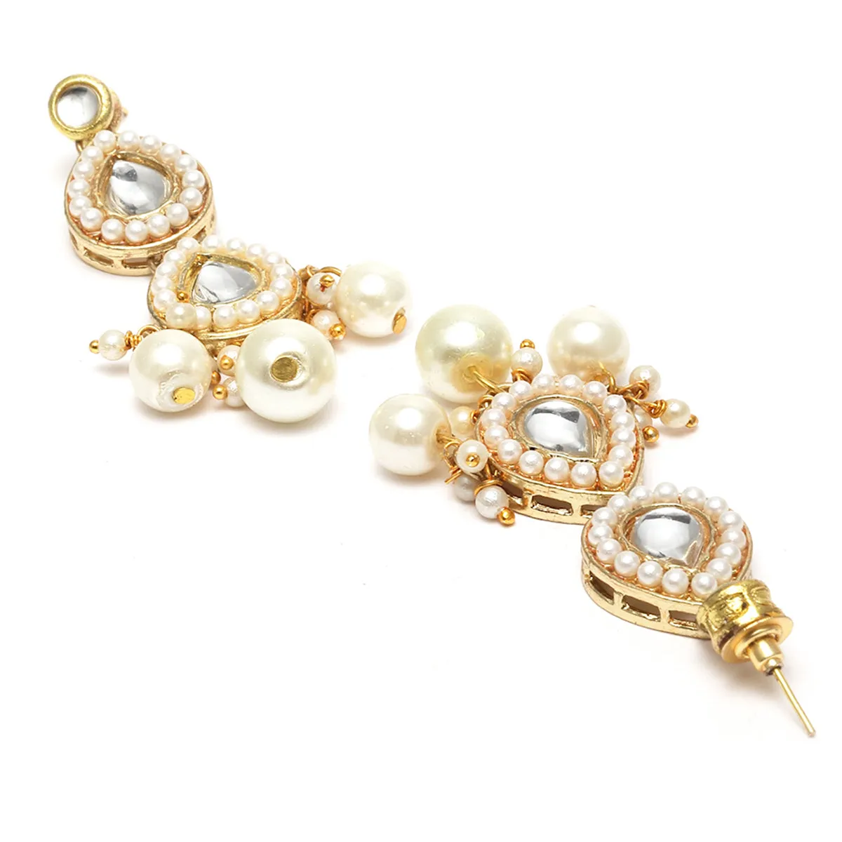 Karatcart Gold Plated Pearl and Drop Kundan Studded Choker Necklace Setfor Women