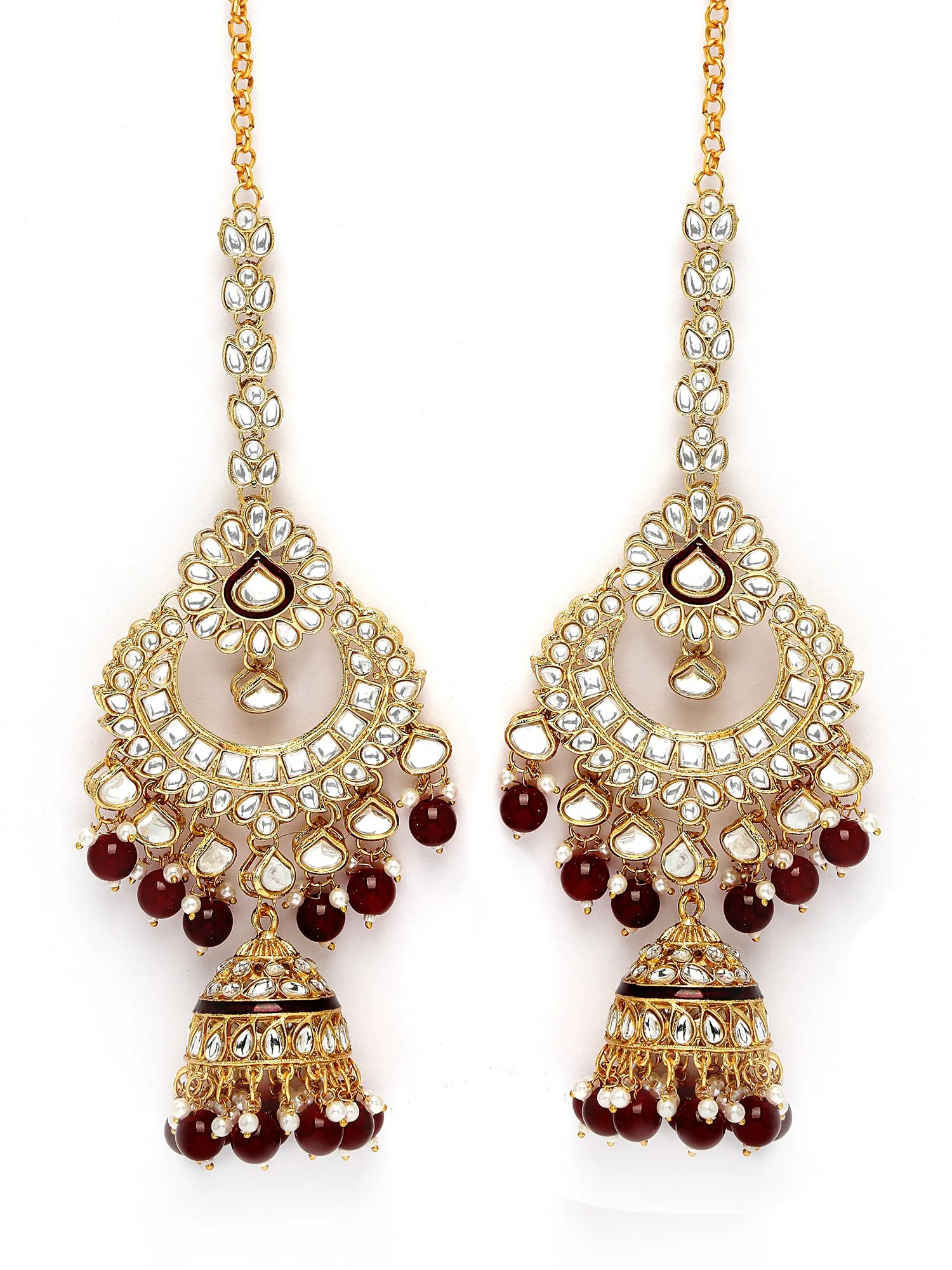Karatcart Gold Plated Red Enamel Ethnic Indian Traditional Kundan Dulhan Bridal Jewellery Set