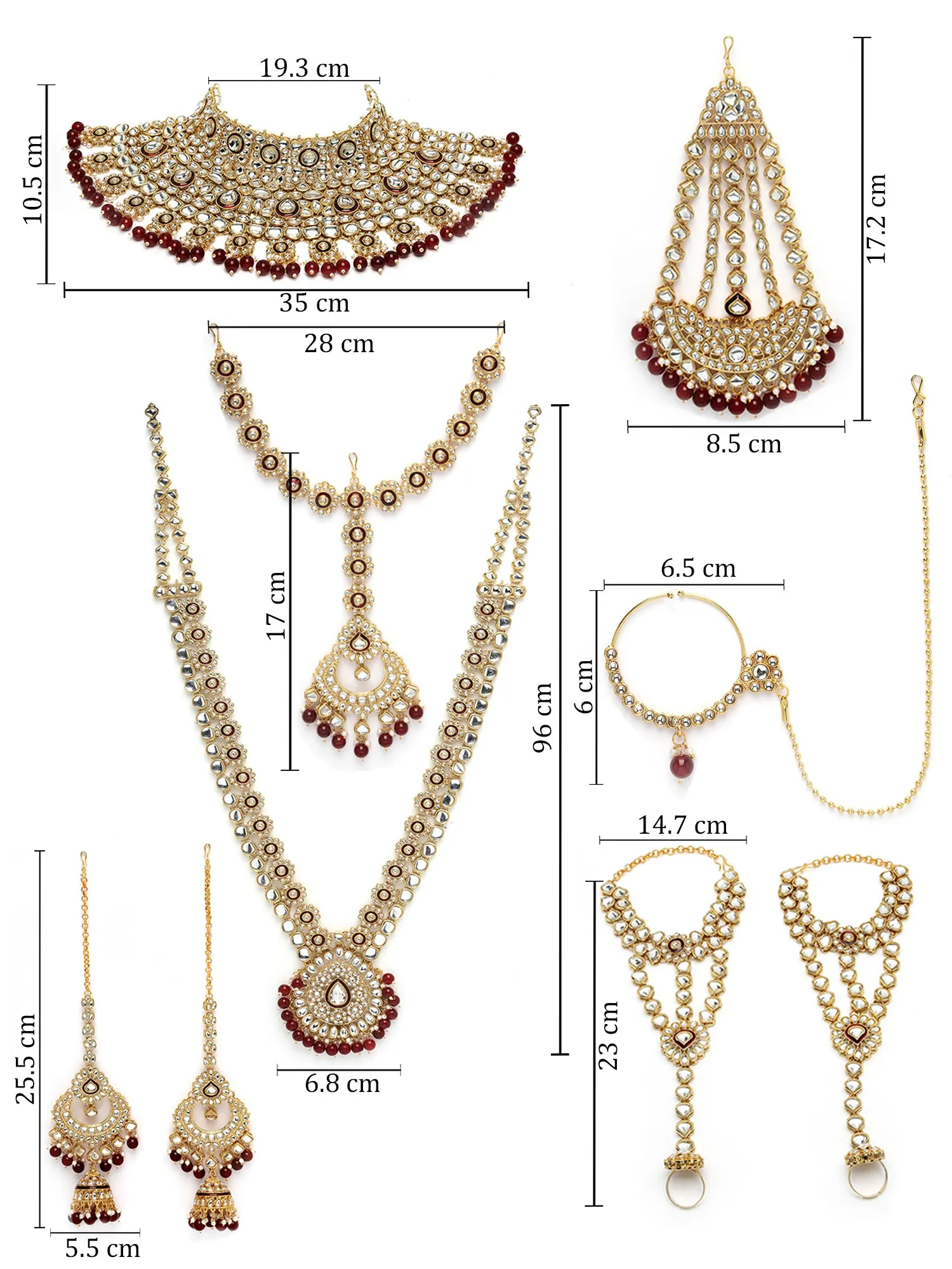 Karatcart Gold Plated Red Enamel Ethnic Indian Traditional Kundan Dulhan Bridal Jewellery Set