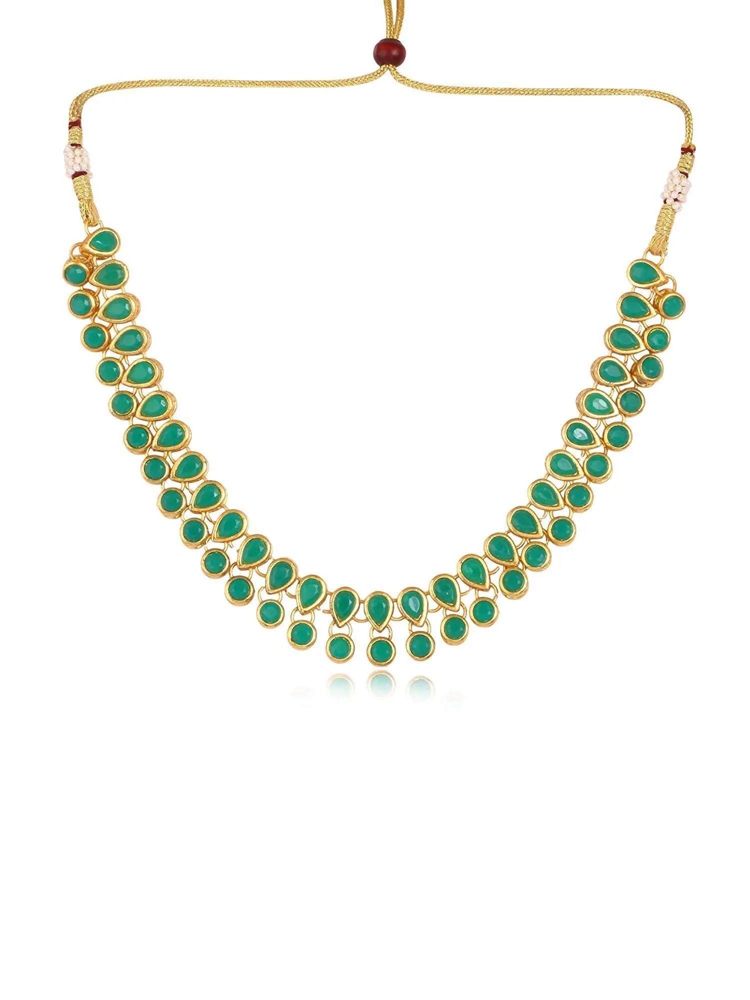 Karatcart Kundan Necklace Set with Green Stone