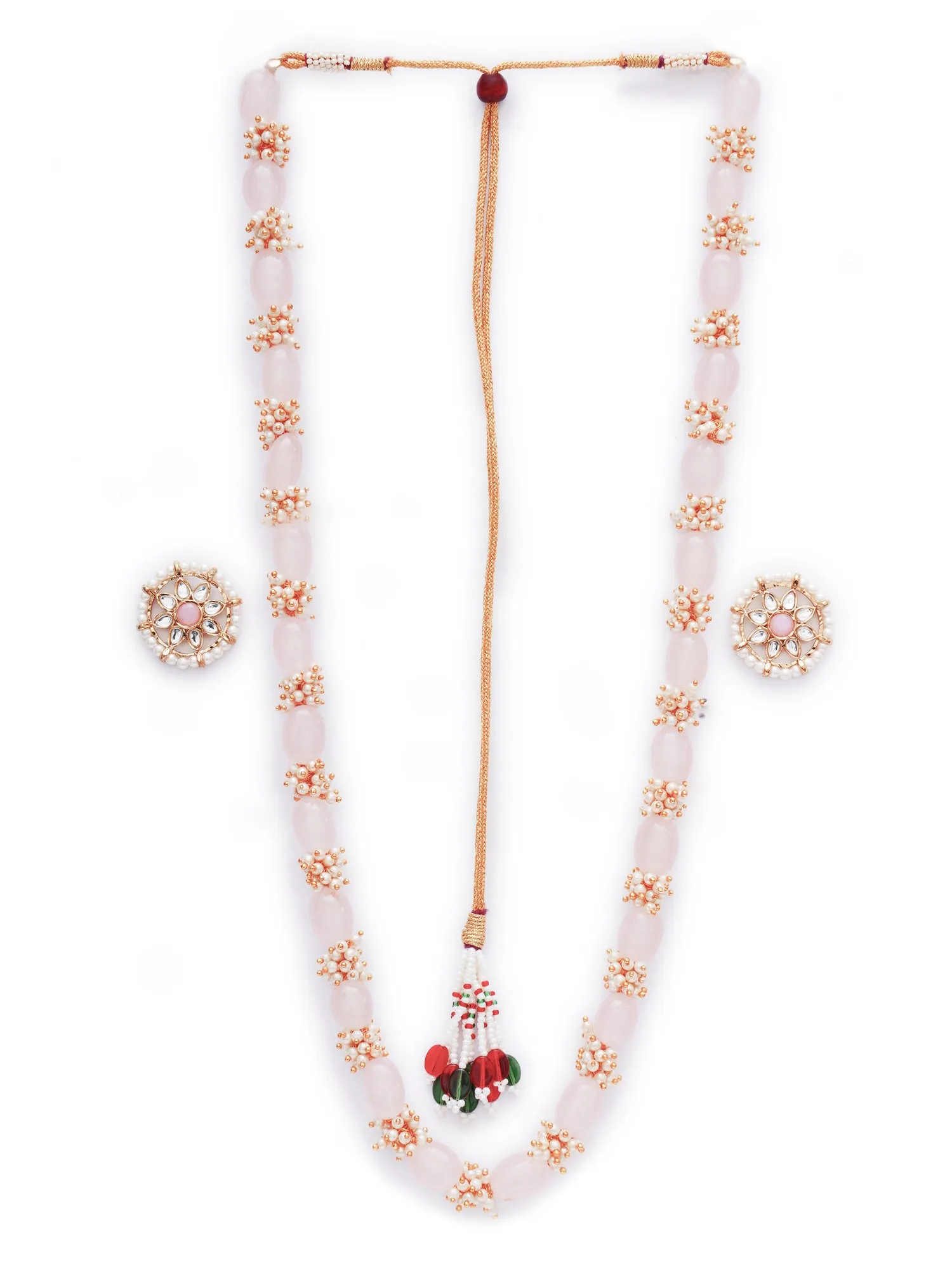 Karatcart Pink Tumble Rani Haar Necklace Set