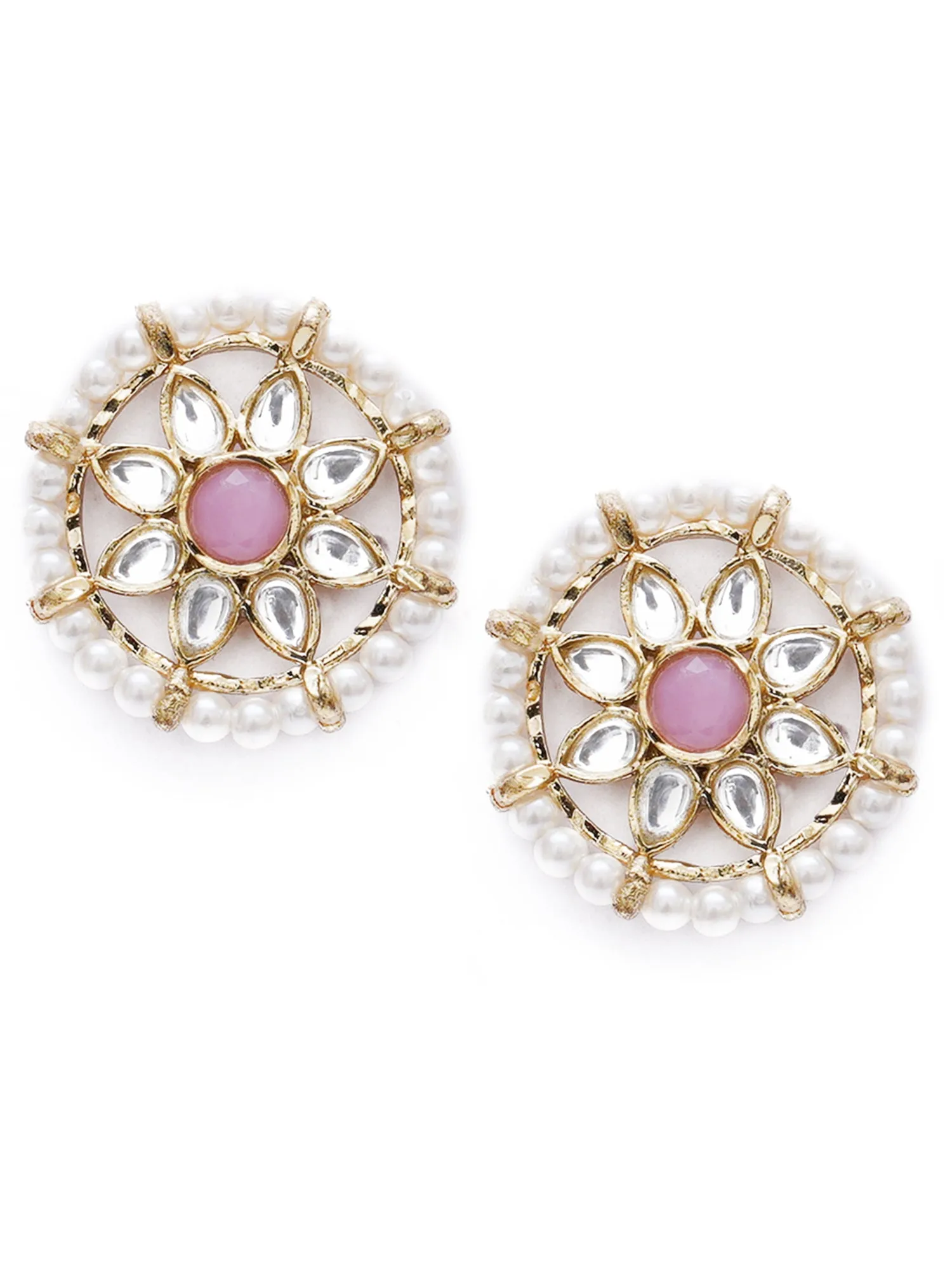 Karatcart Pink Tumble Rani Haar Necklace Set