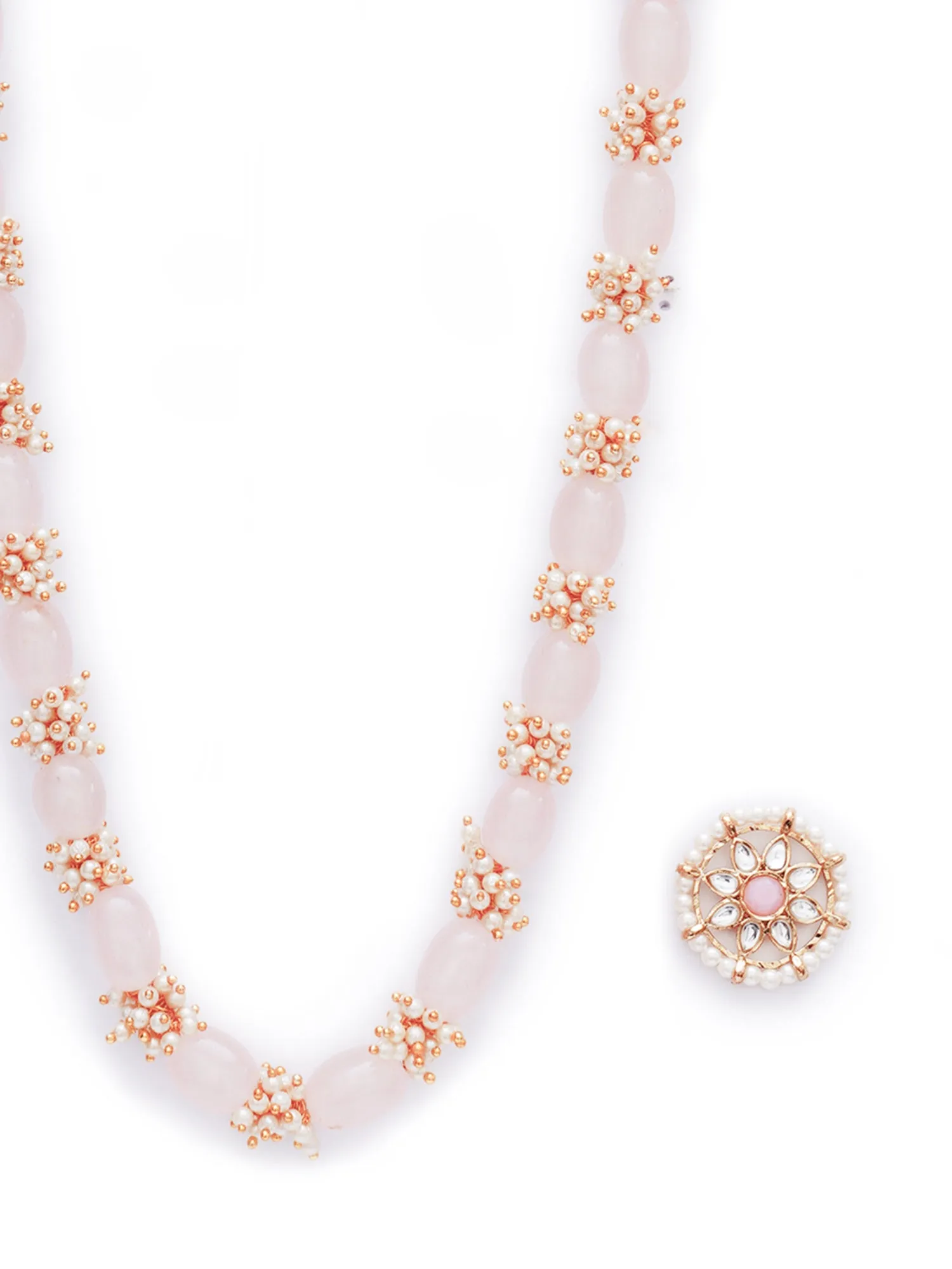 Karatcart Pink Tumble Rani Haar Necklace Set