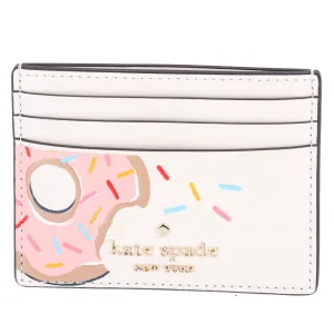 Kate Spade New York Coffee Break Donut Small Slim Card Holder In Cream Multi