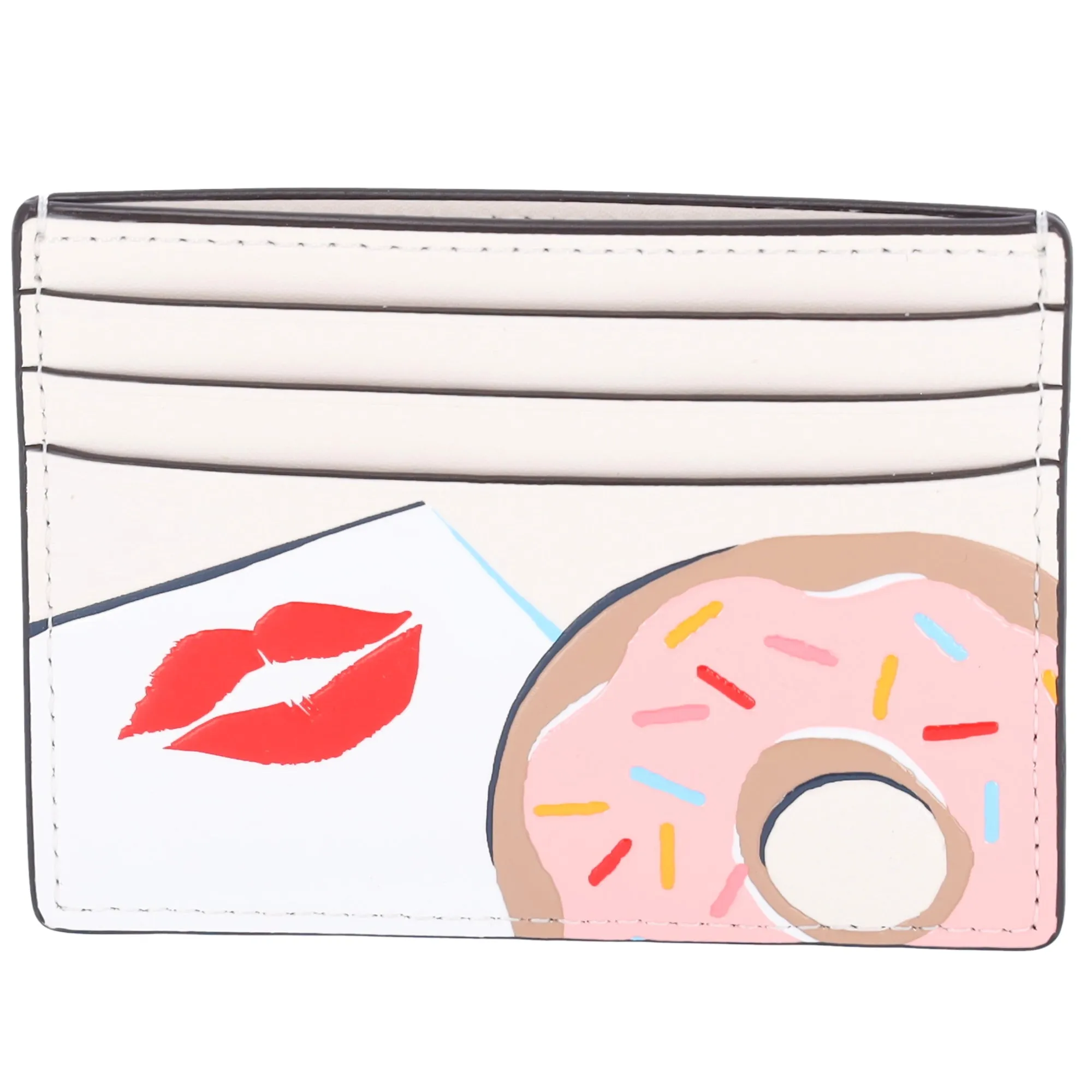 Kate Spade New York Coffee Break Donut Small Slim Card Holder In Cream Multi
