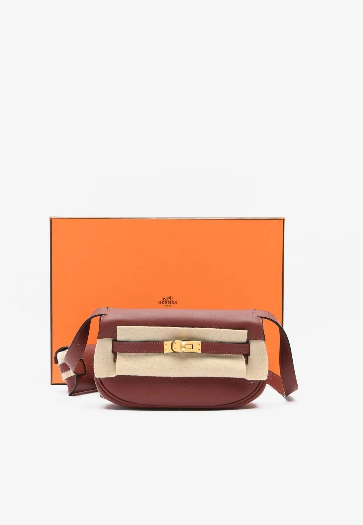 Kelly Moove in Rouge H Swift Leather with Gold Hardware