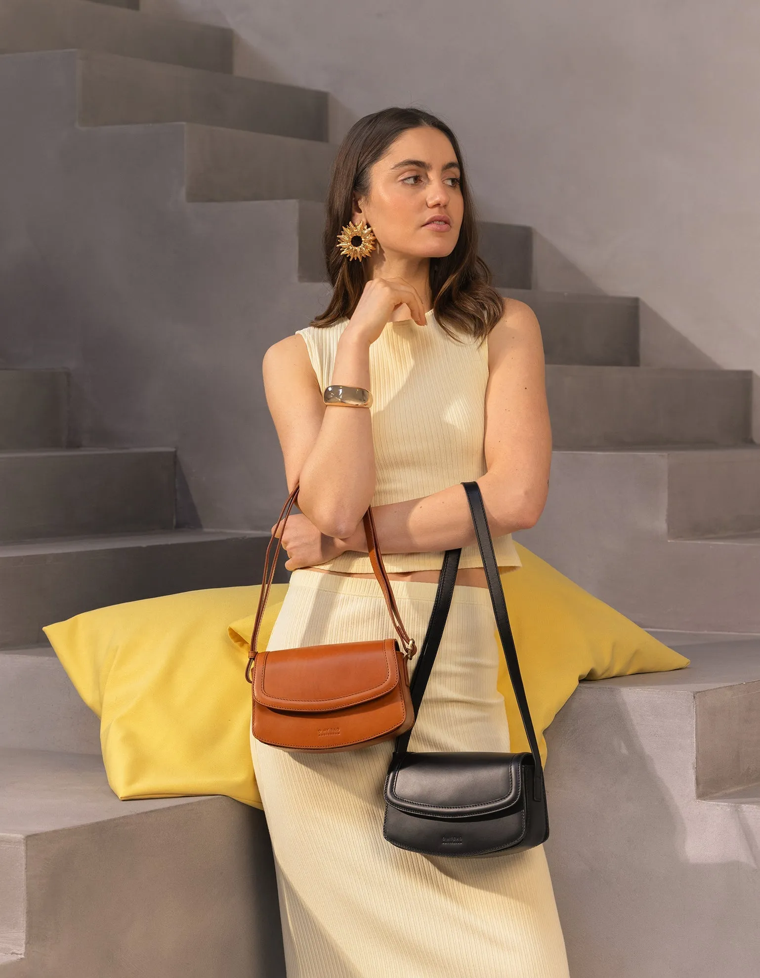 Kendalini Classic Leather Bag Cognac