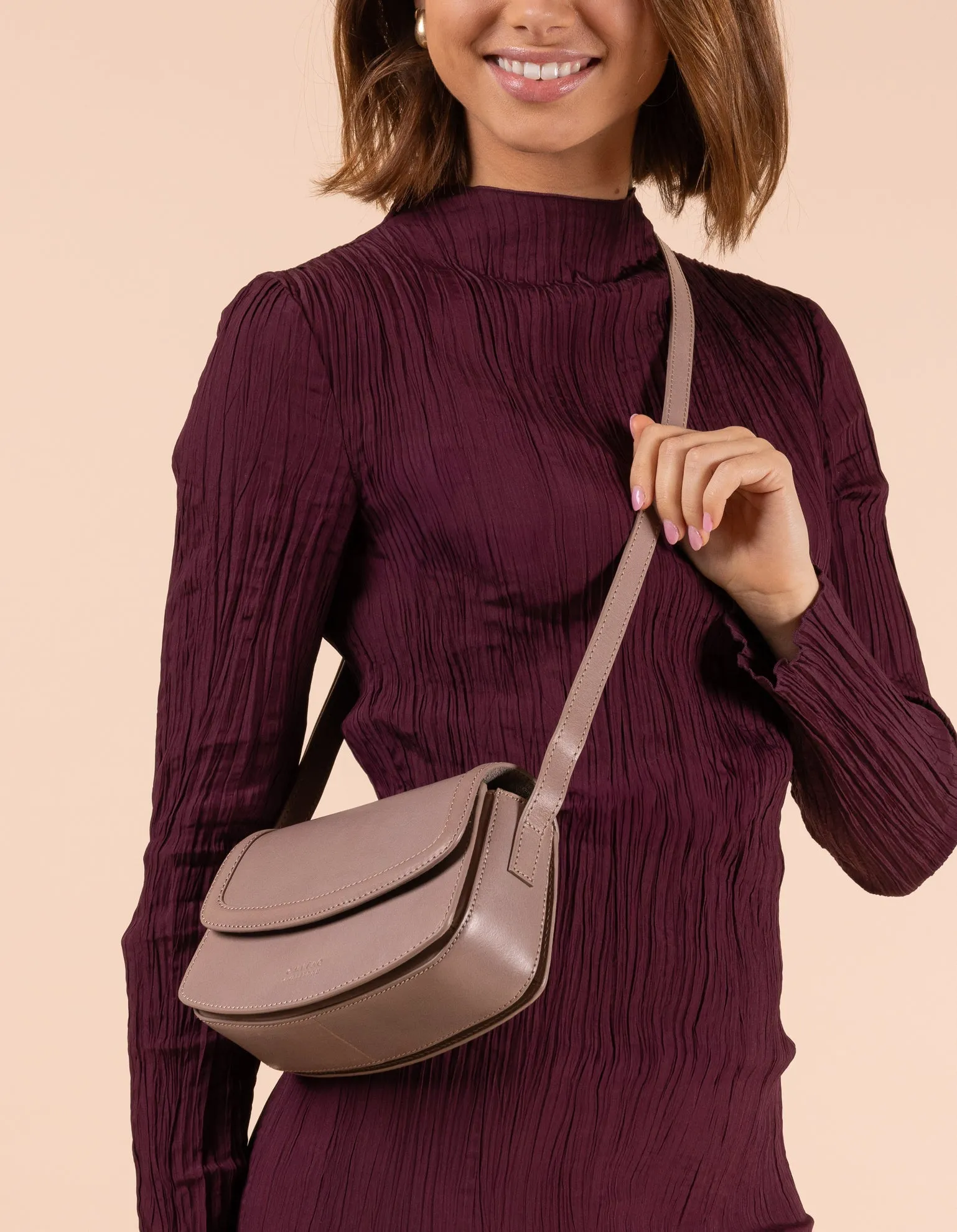 Kendalini Classic Leather Bag Pale Mauve