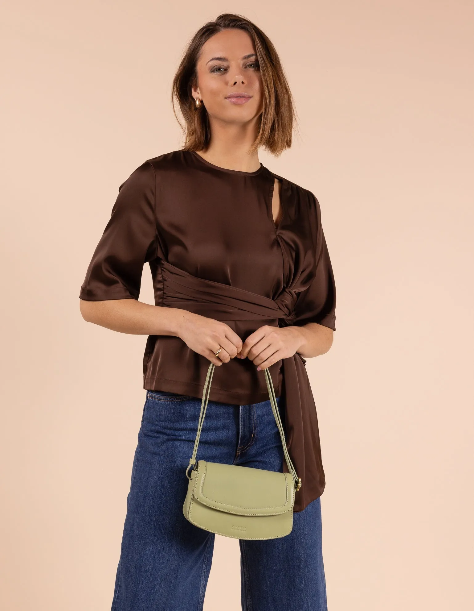 Kendalini Classic Leather Bag Tea Green