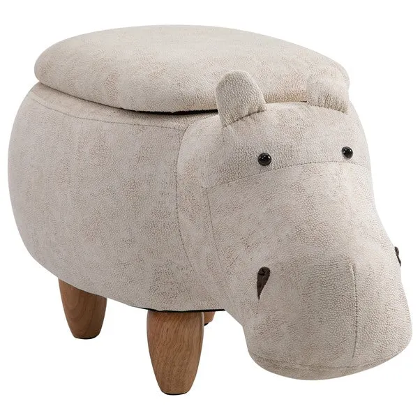 Kids 4-in-1 Stool, Storage Box, Footrest & Seat | Super Cute Hippo Design