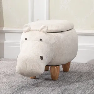 Kids 4-in-1 Stool, Storage Box, Footrest & Seat | Super Cute Hippo Design