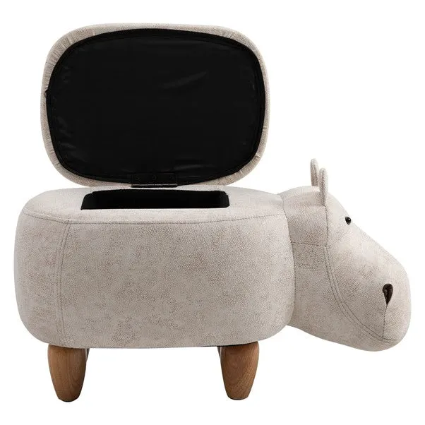 Kids 4-in-1 Stool, Storage Box, Footrest & Seat | Super Cute Hippo Design