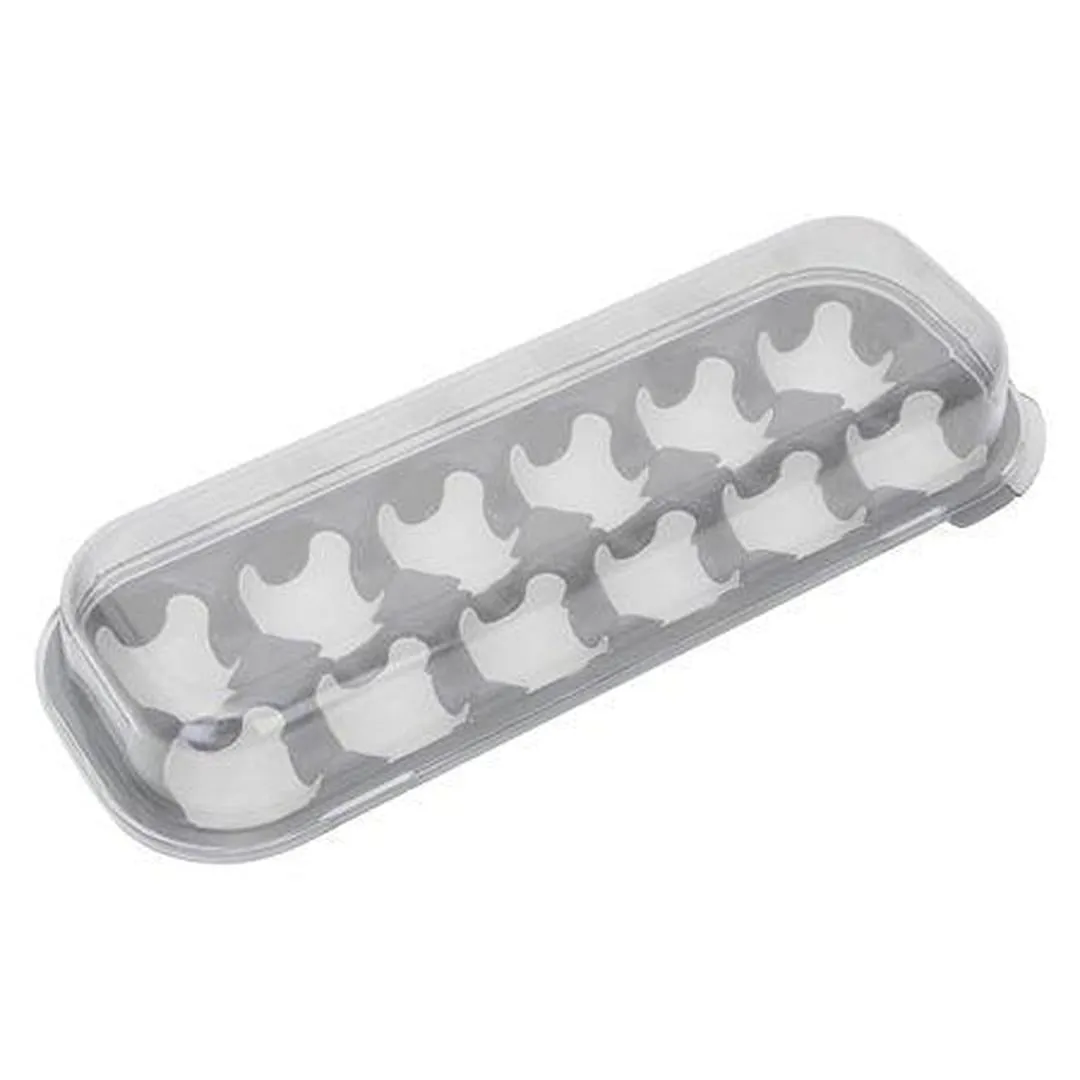 Kitchen Details 12 Egg Holder with Lid | Dimensions: 13"x 4.72"x 2.56" | Holds 12 Large Eggs | Stackable | Click Tight Clear Lid | | Kitchen Organization | White