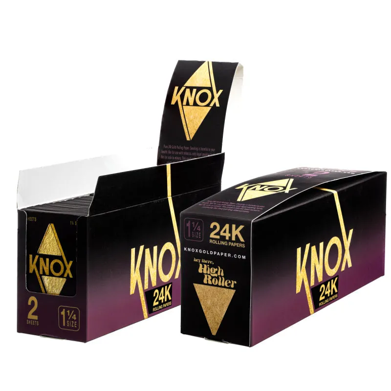 Knox 24K Gold Rolling Paper Standard Size 2 Sheet Pack - (36 Count Box)