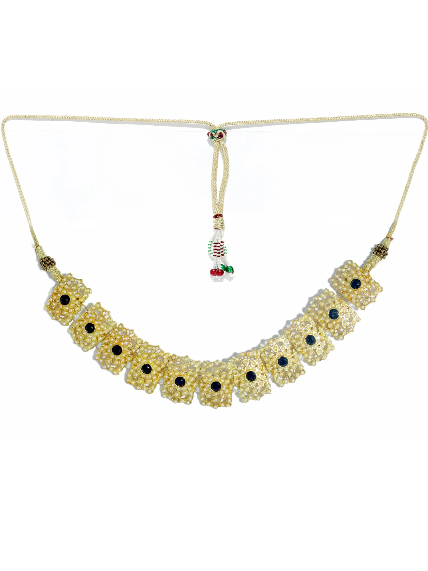 Kundan Black Jadau Embellished Choker Necklace Set with Earrings