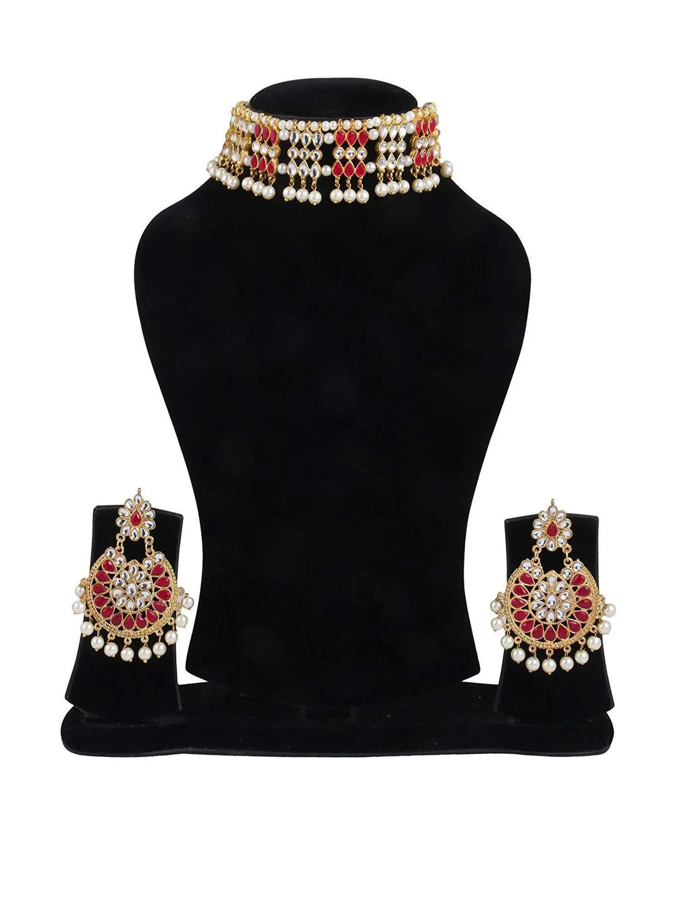 Kundan Broad Choker Necklace Set for Woman
