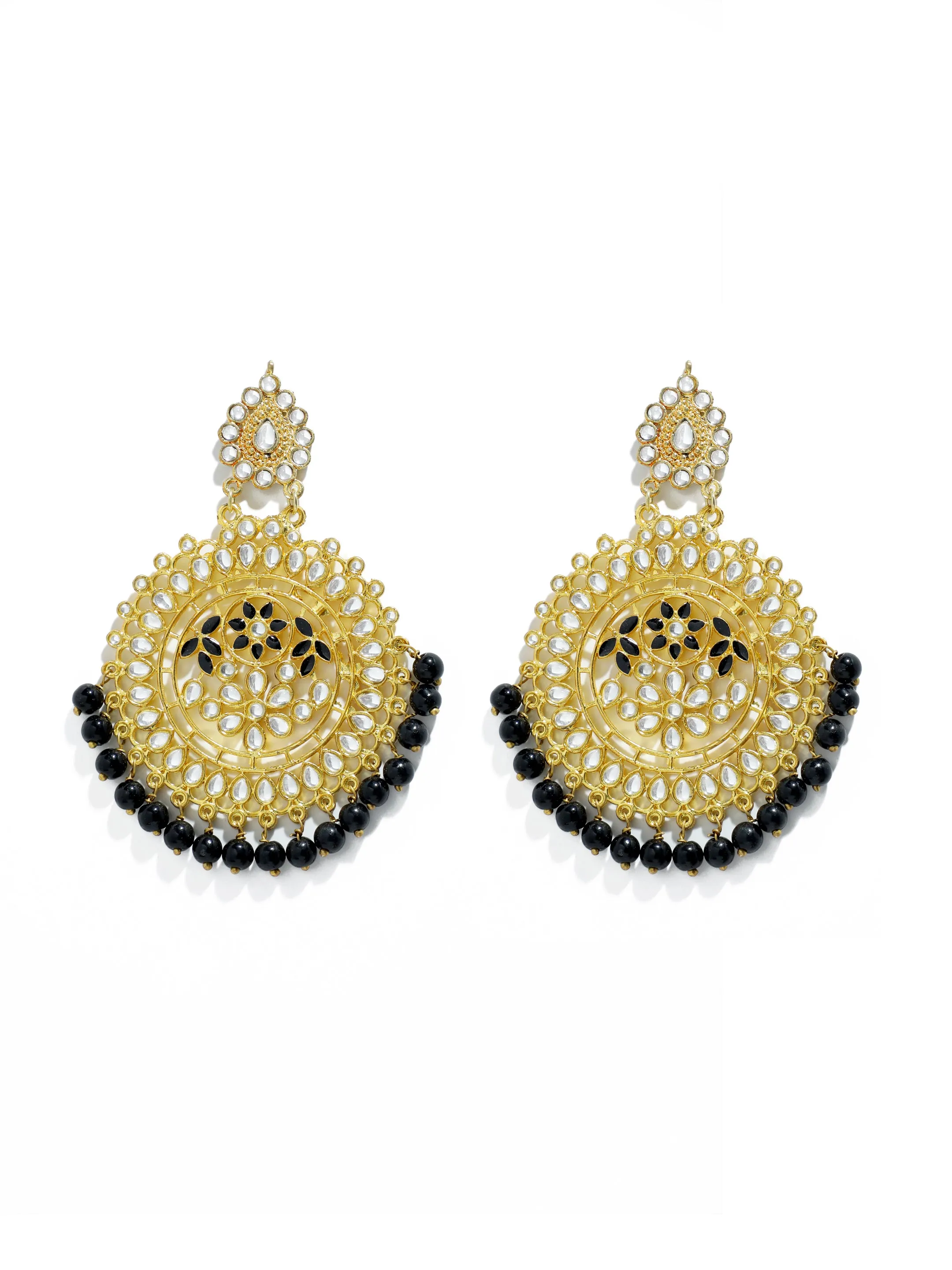 Kundan Gold and Black Necklace Set