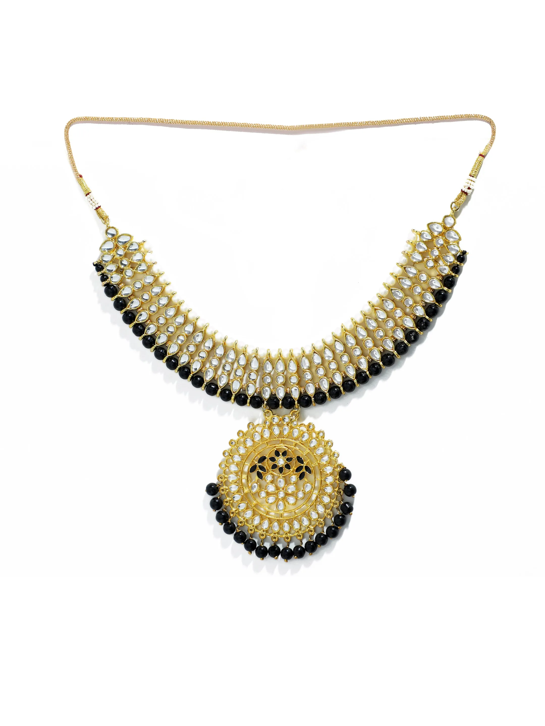 Kundan Gold and Black Necklace Set