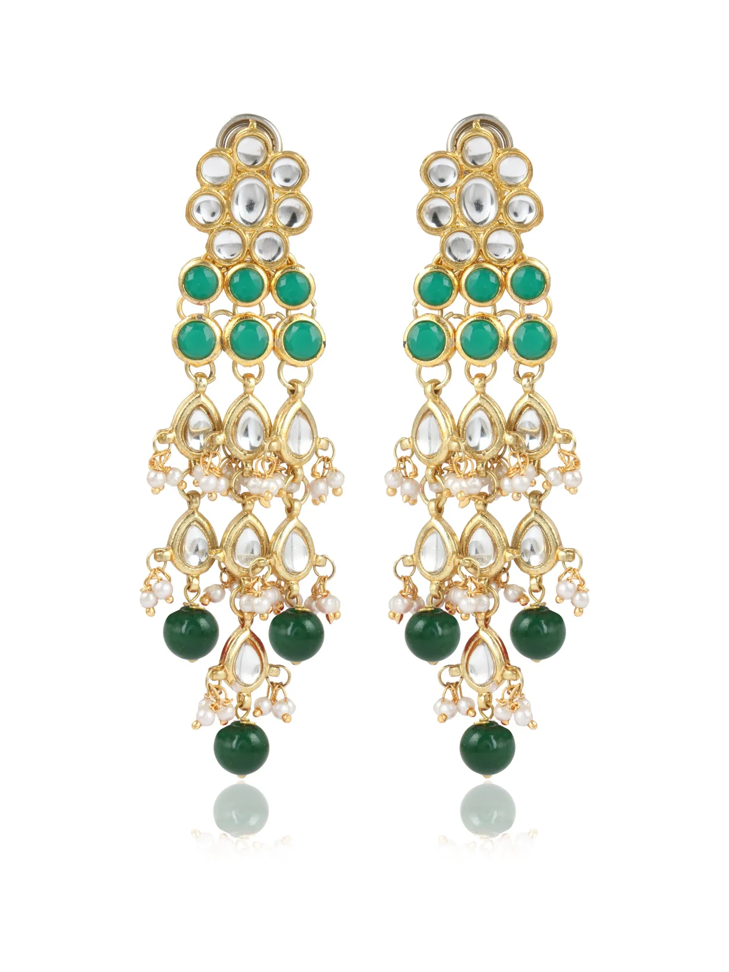 Kundan Green Drop Necklace Set