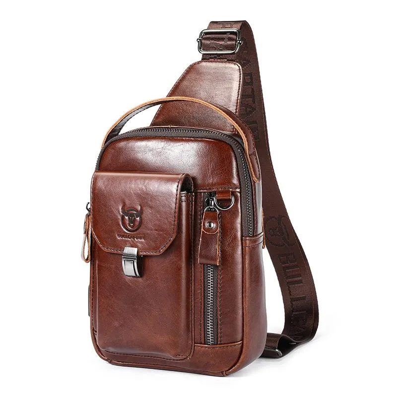 Large Retro Cowhide Crossbody Bag With Usb Port