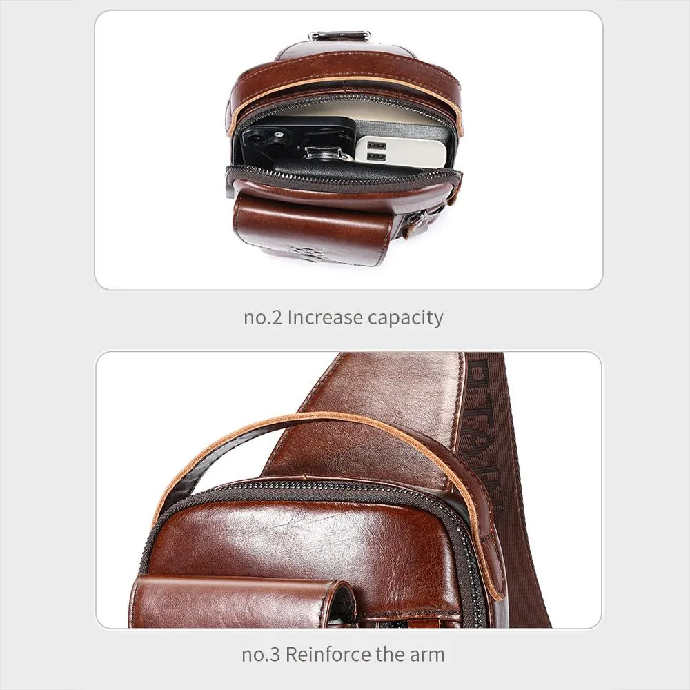 Large Retro Cowhide Crossbody Bag With Usb Port