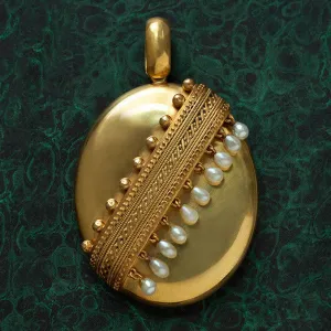 Large Victorian Pearl Fringe Locket