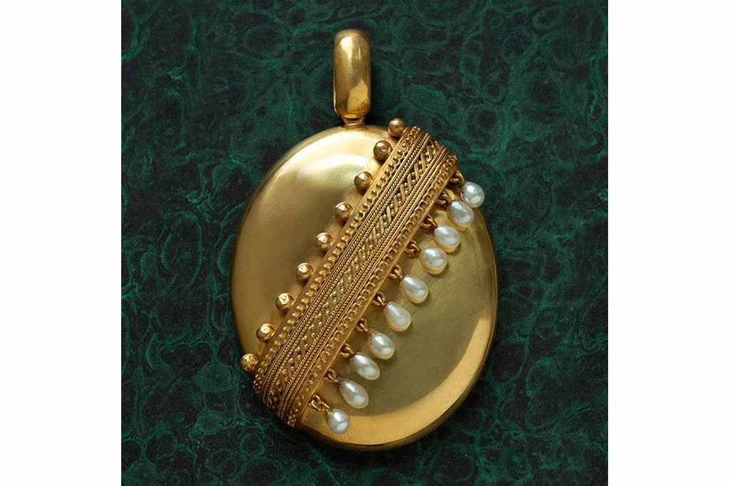 Large Victorian Pearl Fringe Locket