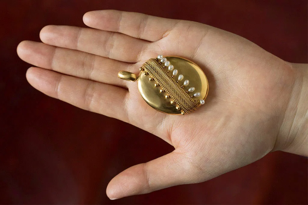 Large Victorian Pearl Fringe Locket