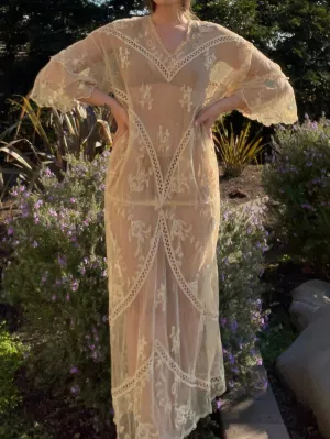 Late Edwardian Ecru Tambour Lace Gown
