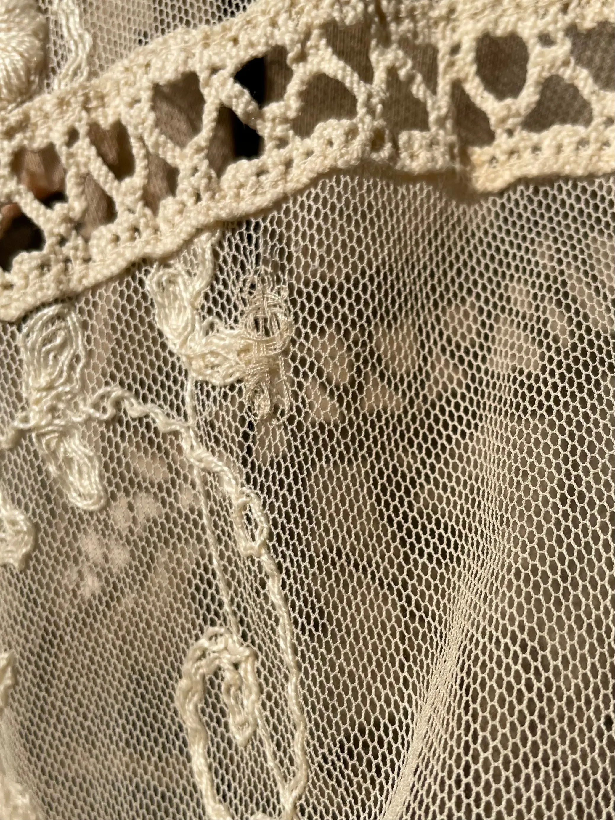 Late Edwardian Ecru Tambour Lace Gown