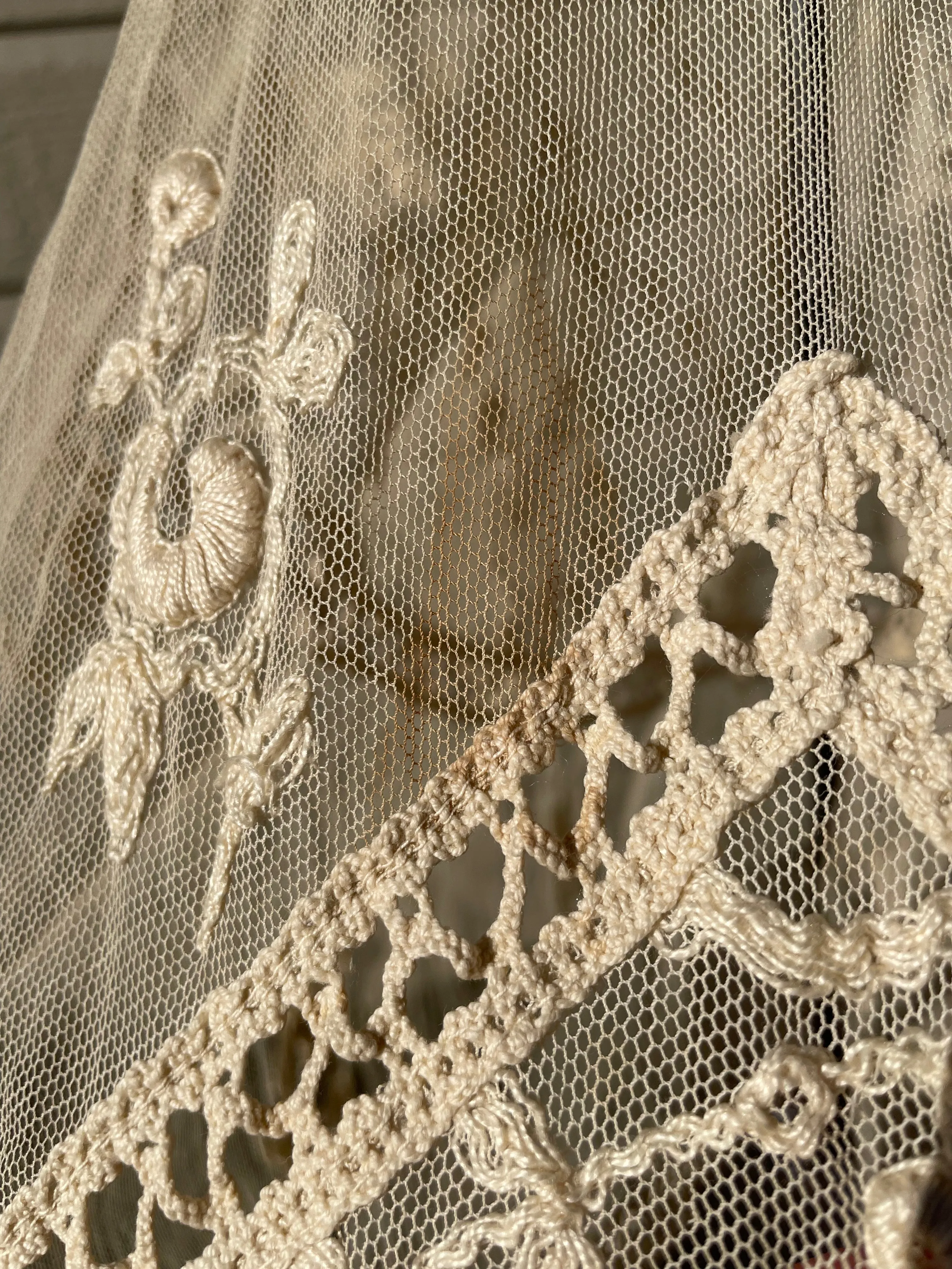 Late Edwardian Ecru Tambour Lace Gown